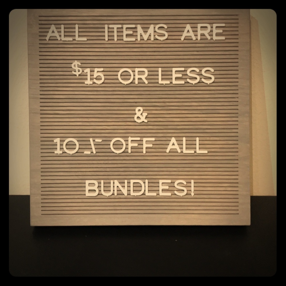 All items $15 or less and 10% off all bundles!